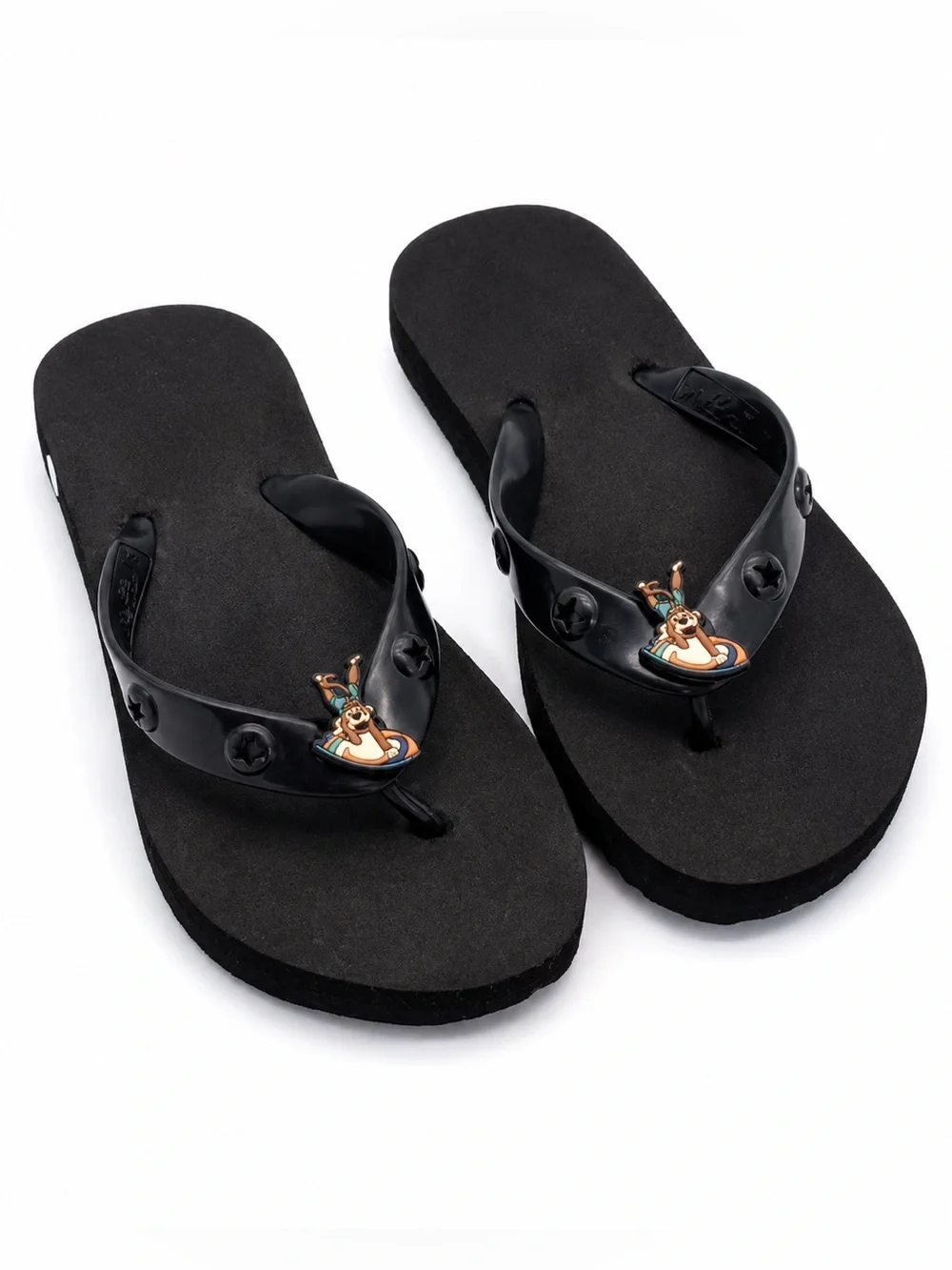 Mottos Kids Black Flip Flops Gift Set with Tin Case & Drawstring Bag